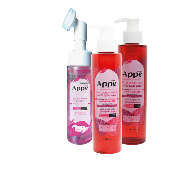 cleansing gel with brush + shampoo + conditioner for hair treatment