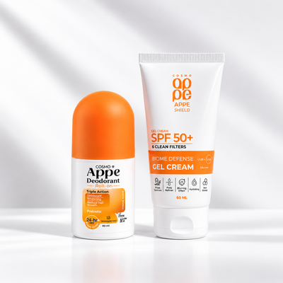APPE Deodorant Roll-On + APPE Shield SPF 50+ Biome Defense Gel Cream