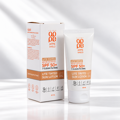 APPE Shield Lite Tinted Biome Defense Sun Lotion SPF 50+ with box - Tinted Sunscreen - Appearance Factors