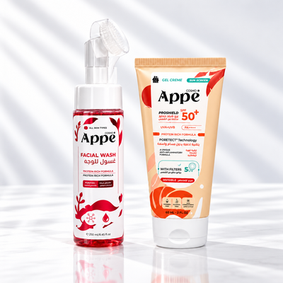 APPE Gel Sunscreen SPF 50+ and Pure Facial Wash with brush - Sunscreen and Cleanser Bundle - Appearance Factors